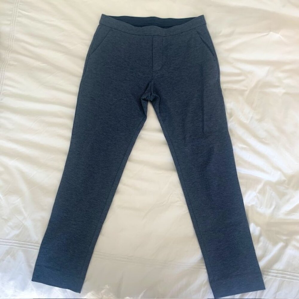 Men's Ministry of Supply Fusion Pull On Pants, color is navy heather, size 32